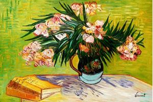 Bild von Vincent van Gogh - Vase mit Oleandern und Bücher d91724 60x90cm Ölbild handgemalt