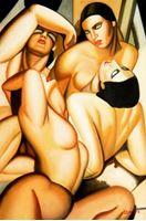 Afbeelding van Homage of Tamara de Lempicka - Four nudes d91735 60x90cm beeindruckendes Ölbild handgemalt