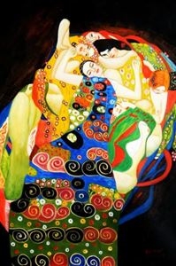 Afbeelding van Gustav Klimt - Jungfrauen d91737 60x90cm Jugendstil Ölgemälde handgemalt