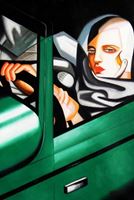 Afbeelding van Homage of T. de Lempicka - Tamara im grünen Bugatti d91739 60x90cm Ölbild handgemalt