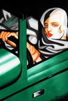 Afbeelding van Homage of T. de Lempicka - Tamara im grünen Bugatti d91740 60x90cm Ölbild handgemalt
