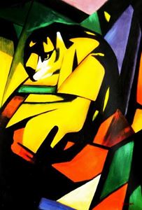 Afbeelding van Franz Marc - Der Tiger d91742 60x90cm Expressionismus Ölgemälde handgemalt