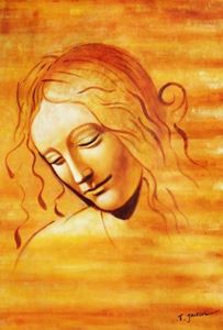 Εικόνα της Leonardo da Vinci - Frauenkopf d91747 60x90cm exzellentes Ölbild