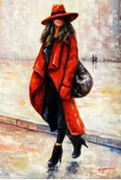 Picture of Modern Art - Walking Lady III d91751 60x90cm exquisites Ölbild