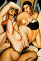 Afbeelding van Homage of Tamara de Lempicka - Four nudes d91755 60x90cm beeindruckendes Ölbild handgemalt