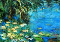 Immagine di Claude Monet - Seerosen und Schilf d91981 60x90cm Ölgemälde handgemalt