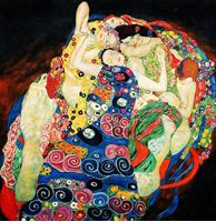 Afbeelding van Gustav Klimt - Jungfrauen e91998 60x60cm Jugendstil Ölgemälde handgemalt