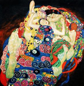 Afbeelding van Gustav Klimt - Jungfrauen e91998 60x60cm Jugendstil Ölgemälde handgemalt