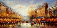 Εικόνα της Modern Art - Paris Spaziergang im Sommer f91775 60x120cm Ölbild handgemalt