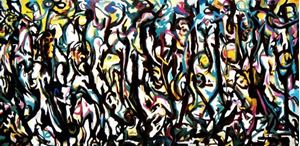 Afbeelding van Homage to Pollock - Mural f91785 60x120cm fantastisches Ölbild handgemalt