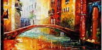 Εικόνα της Modern Art - Kanalansicht in Venedig f91789 60x120cm abstraktes Ölbild