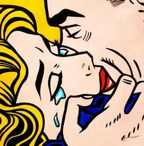 Εικόνα της Homage to Roy Lichtenstein - Kiss V g91817 80x80cm beeindruckendes Gemälde