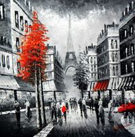 Εικόνα της Modern Art - Paris Spaziergang am Abend g91822 80x80cm Ölbild handgemalt