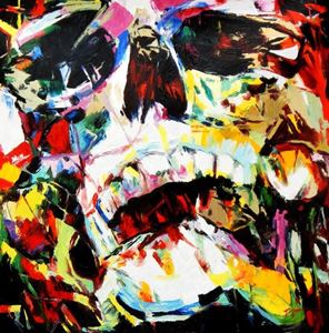 Picture of Modern Art - Black Sails Skull g91823 80x80cm abstraktes Ölgemälde