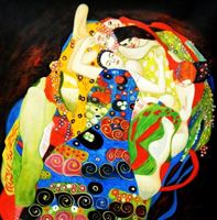 Afbeelding van Gustav Klimt - Jungfrauen g91825 80x80cm Jugendstil Ölgemälde handgemalt