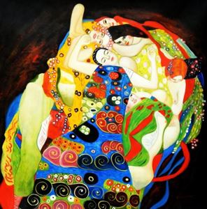 Afbeelding van Gustav Klimt - Jungfrauen g91825 80x80cm Jugendstil Ölgemälde handgemalt