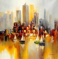 Εικόνα της Modern Art - Auf dem Hudson River New York City g91830 80x80cm Ölbild