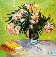 Image de Vincent van Gogh - Vase mit Oleandern und Bücher g91832 80x80cm Ölbild handgemalt