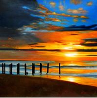 Εικόνα της Modern Art - Nordsee Sonnenuntergang g91840 80x80cm handgemaltes Ölbild
