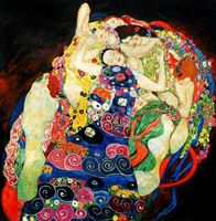 Afbeelding van Gustav Klimt - Jungfrauen g92002 80x80cm Jugendstil Ölgemälde handgemalt Museumsqualität