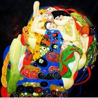 Afbeelding van Gustav Klimt - Jungfrauen h91885 90x90cm Jugendstil Ölgemälde handgemalt