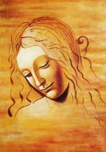 Picture of Leonardo da Vinci - Frauenkopf i91848 80x110cm exzellentes Ölbild