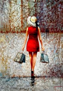 Εικόνα της Modern Art - Shopping Queen i91849 80x110cm exquisites Ölbild
