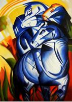 Afbeelding van Franz Marc - Turm der blauen Pferde i91856 80x110cm Expressionismus Ölgemälde handgemalt