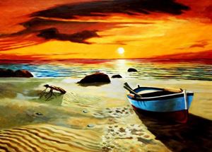 Εικόνα της Sonnenuntergang am Strand von Sylt i91858 80x110cm exzellentes Ölgemälde