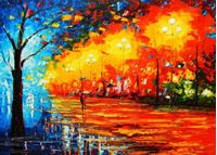 Εικόνα της Modern Art - Berlin Tiergarten im Mondschein i91862 80x110cm Ölbild handgemalt