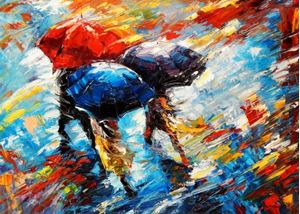 Εικόνα της Modern Art - Umbrellas i91865 80x110cm modernes Ölgemälde