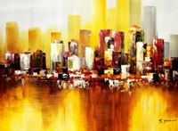 Obrazek Abstrakt New York Manhattan Skyline im Herbst i91872 80x110cm abstraktes Ölbild