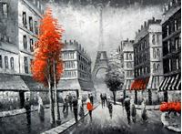 Εικόνα της Modern Art - Paris Spaziergang am Abend i91874 80x110cm Ölbild handgemalt