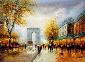Εικόνα της Modern Art - Sommer am Arc de Triomphe Paris i91879 80x110cm Ölbild handgemalt
