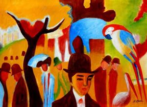 Resim August Macke - Im zoologischen Garten i91880 80x110cm Ölgemälde handgemalt