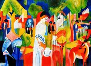 Resim August Macke - Großer Zoologischer Garten i91882 80x110cm Ölbild handgemalt