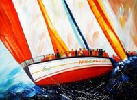 Obrazek Segelschiff hart am Wind i91883 80x110cm beeindruckendes Ölgemälde