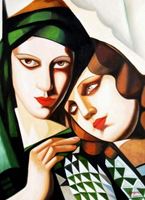 Afbeelding van Homage of Tamara de Lempicka - Der grüne Turban k91890 90x120cm exquisites Ölbild