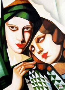 Picture of Homage of Tamara de Lempicka - Der grüne Turban k91890 90x120cm exquisites Ölbild