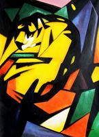 Afbeelding van Franz Marc - Der Tiger k91891 90x120cm Expressionismus Ölgemälde handgemalt