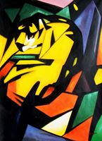 Bild von Franz Marc - Der Tiger k91891 90x120cm Expressionismus Ölgemälde handgemalt