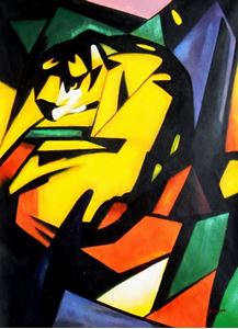 Εικόνα της Franz Marc - Der Tiger k91891 90x120cm Expressionismus Ölgemälde handgemalt