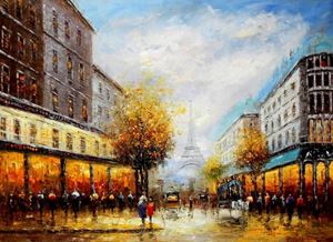 Εικόνα της Modern Art - Paris Spaziergang im Sommer k91895 90x120cm Ölbild handgemalt
