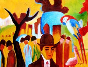 Immagine di August Macke - Im zoologischen Garten k91899 90x120cm Ölgemälde handgemalt