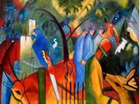 Afbeelding van August Macke - Zoologischer Garten k91900 90x120cm exzellentes Ölgemälde