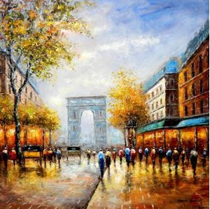 Picture of Modern Art - Sommer am Arc de Triomphe Paris m91938 120x120cm Ölbild handgemalt