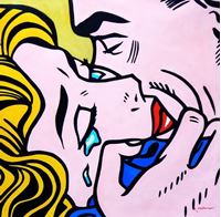Afbeelding van Homage to Roy Lichtenstein - Kiss V m91941 120x120cm beeindruckendes Gemälde