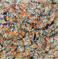 Afbeelding van Homage of Pollock - Number 1 m91944 120x120cm abstraktes Ölgemälde handgemalt