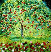 Resim Gustav Klimt - Der Apfelbaum m91946 120x120cm bemerkenswertes Ölgemälde handgemalt Museumsqualität