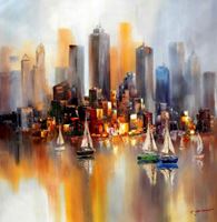 Εικόνα της Modern Art - Auf dem Hudson River New York City m91949 120x120cm Ölbild
